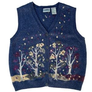 Vintage Northern Reflections Sweater Vest Autumn Fall Embroidery Cottage…